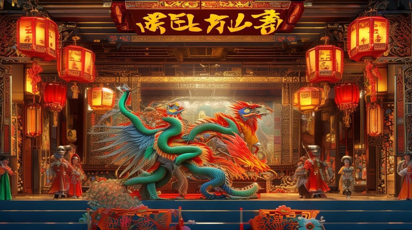 京剧戏剧龙凤对披图片