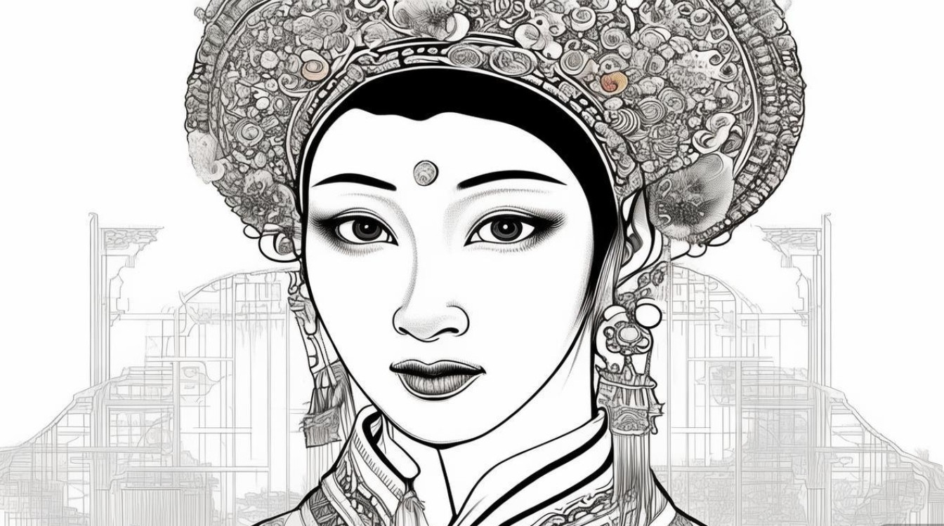 京剧杨贵妃人物线稿