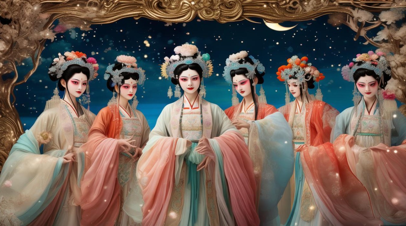 戏曲七仙女披肩